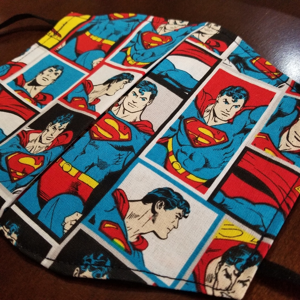 RELISTED Home made Superman Cotton Facemask - Picture 1 of 3